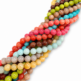 Jade Perler, Assorteret Farver, 10mm, (10 Strenge) - Uniq Perler - 0001489186