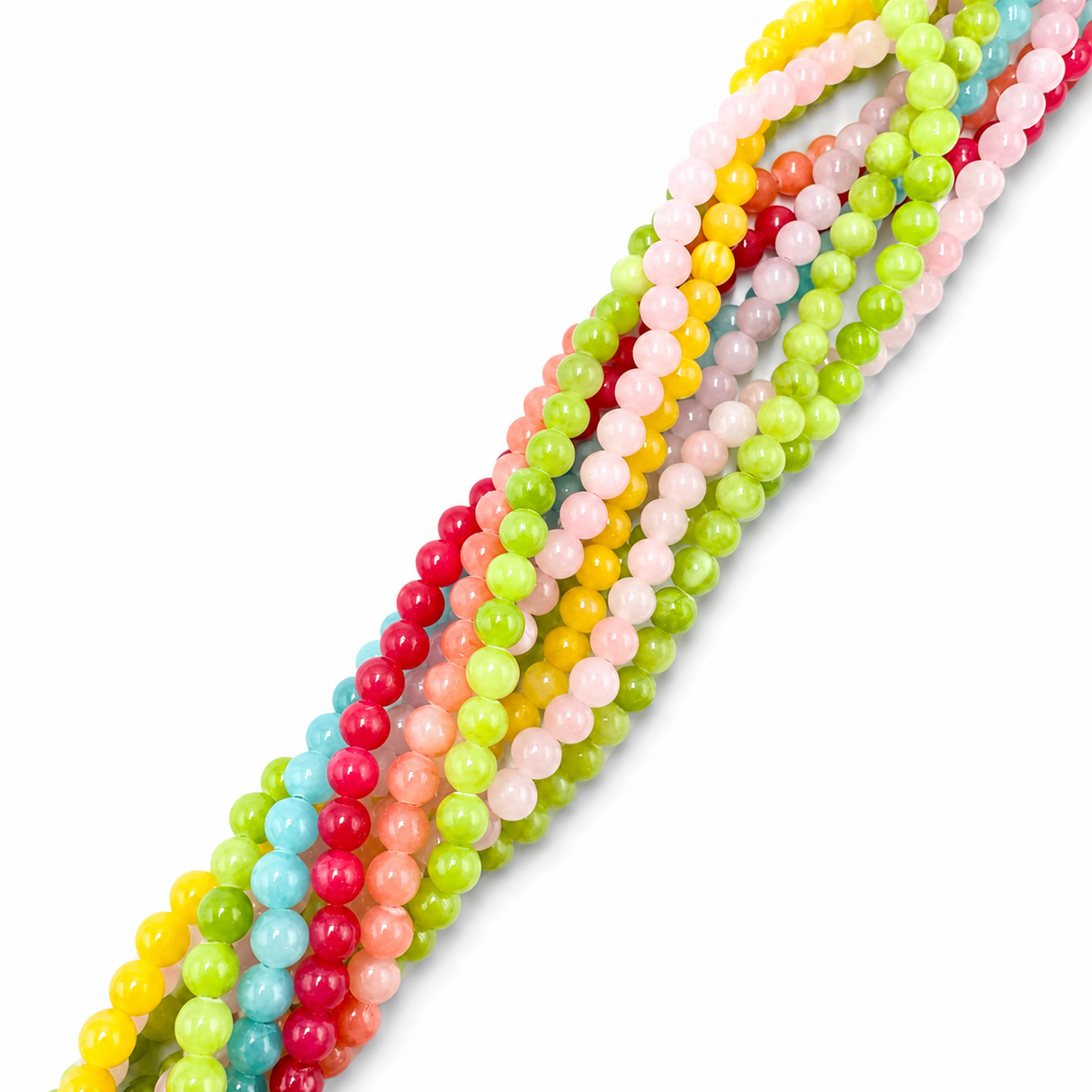Jade Perler, Assorteret Farver, 4mm, 10 Strenge - Uniq Perler - 1111489842