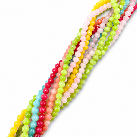 Jade Perler, Assorteret Farver, 4mm, 10 Strenge - Uniq Perler - 1111489842