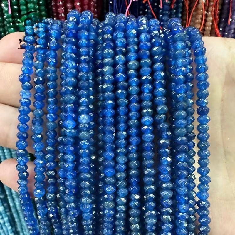 Jade Perler, Blå Rondel, (4x3mm) - Uniq Perler - 854000