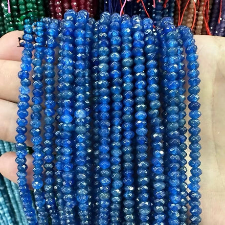 Jade Perler, Blå Rondel, (4x3mm) - Uniq Perler - 854000