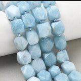 Jade Perler – Blå, Facetterede Nuggets (11,5~12,5x9~13x9~12mm) - Uniq Perler - 123871