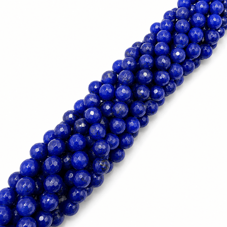 Jade Perler – Blå, Facetteret Rund (8mm) - Uniq Perler - 3148490187