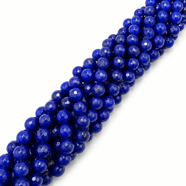 Jade Perler – Blå, Facetteret Rund (8mm) - Uniq Perler - 3148490187