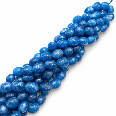 Jade Perler – Blå, Ovale (11~13x9~10x8,5~10mm) - Uniq Perler - 124440