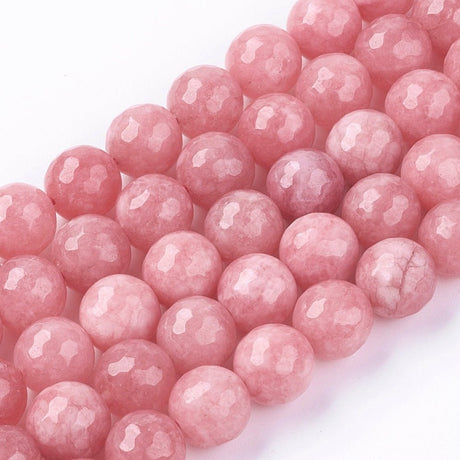 Jadeperler, fasettert, rosa (10 mm) - Uniq Perler - 