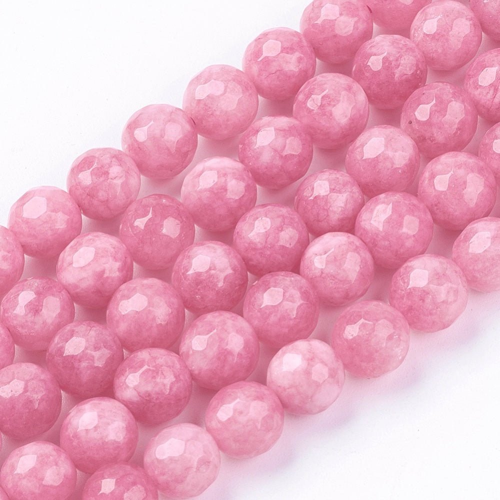 Jadeperler, fasetert, rosa (8mm) - Uniq Perler - 