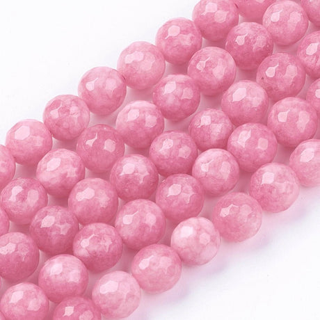 Jadeperler, fasetert, rosa (8mm) - Uniq Perler - 