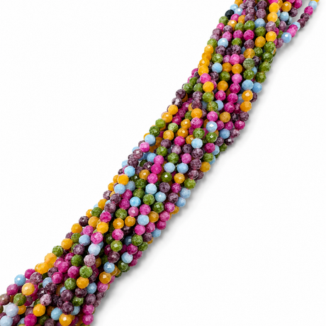 Jade Perler – Farve Mix, Facetterede Runde (3mm) - Uniq Perler - 123619