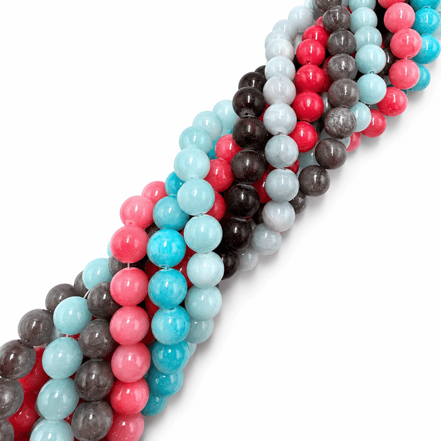 Jade Perler – Farve Mix, Runde (12mm) 10 strenge - Uniq Perler - 122426