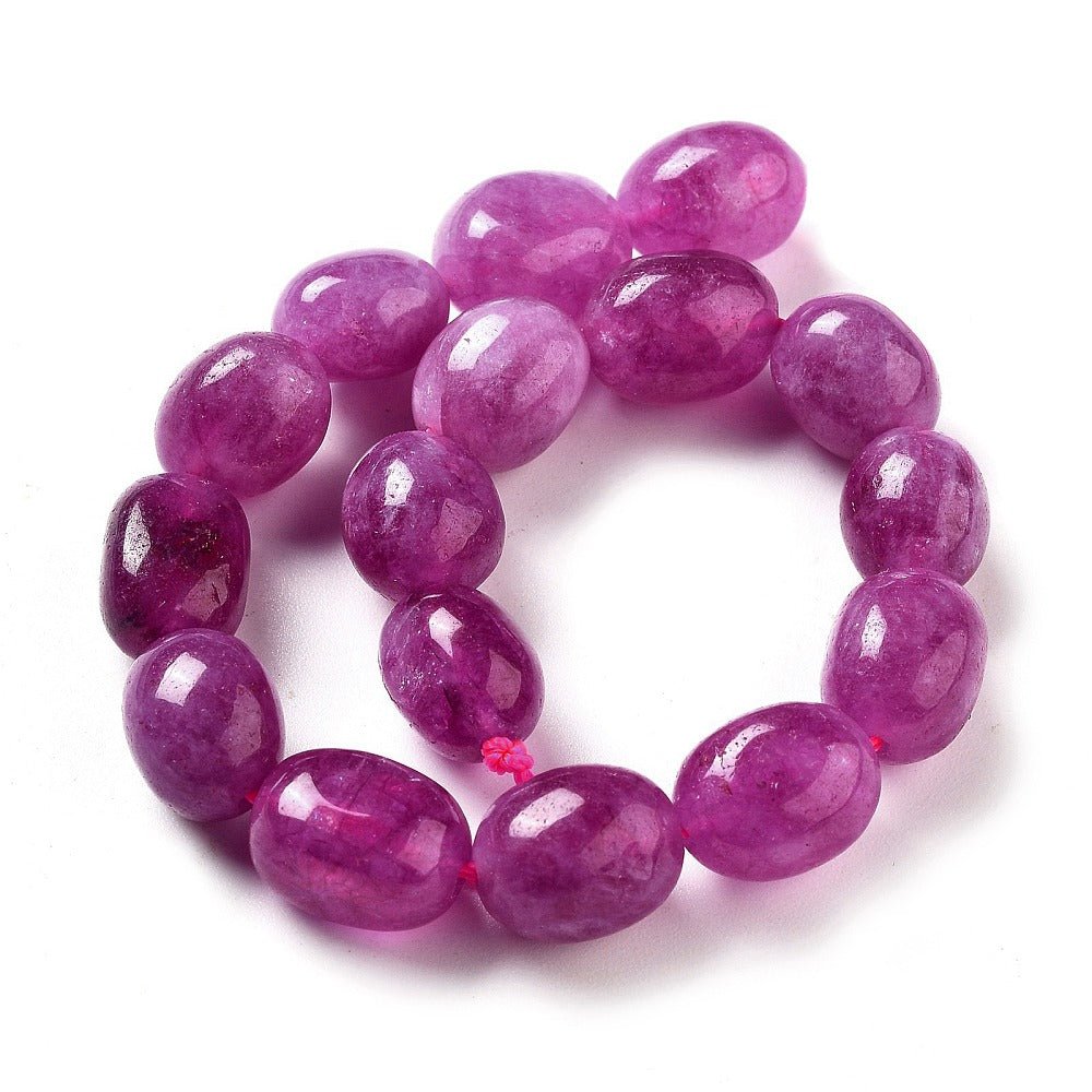 Jade Perler – Fuchsia, Ovale (11~13x9~10x8,5~10mm) - Uniq Perler - 123751
