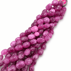 Jade Perler – Fuchsia, Ovale (11~13x9~10x8,5~10mm) - Uniq Perler - 123751