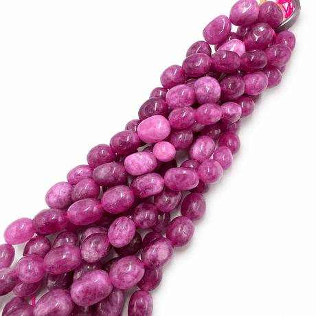 Jade Perler – Fuchsia, Ovale (11~13x9~10x8,5~10mm) - Uniq Perler - 123751