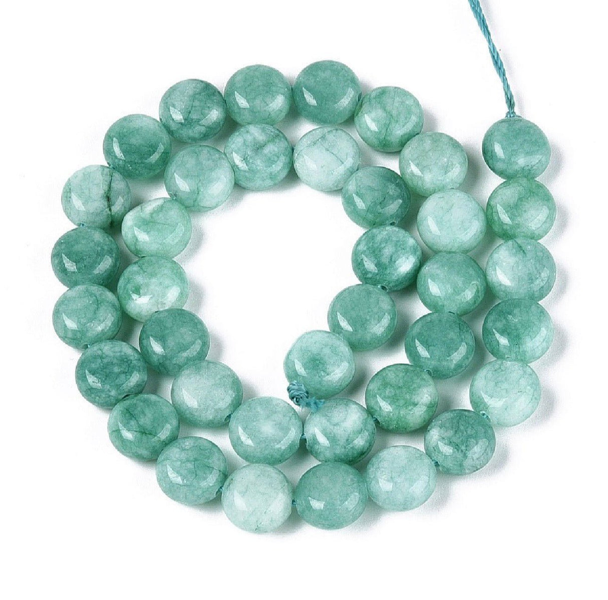 Jade Perler – Grøn, Coin (10x6mm) - Uniq Perler - 123554