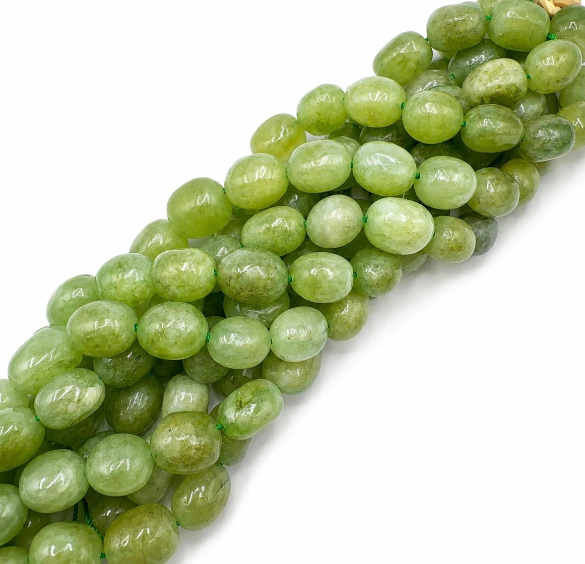 Jade Perler – Grøn, Ovale (11~13x9~10x8,5~10mm) - Uniq Perler - 123767