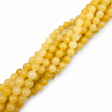 Jade Perler – Gul, Runde (8mm) Grade A - Uniq Perler - 124484