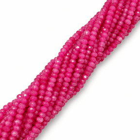 Jade Perler – Hot Pink, Facetterede Rondel (4-5x3mm) - Uniq Perler - 121752