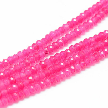 Jade Perler – Hot Pink, Facetterede Rondel (4-5x3mm) - Uniq Perler - 121752
