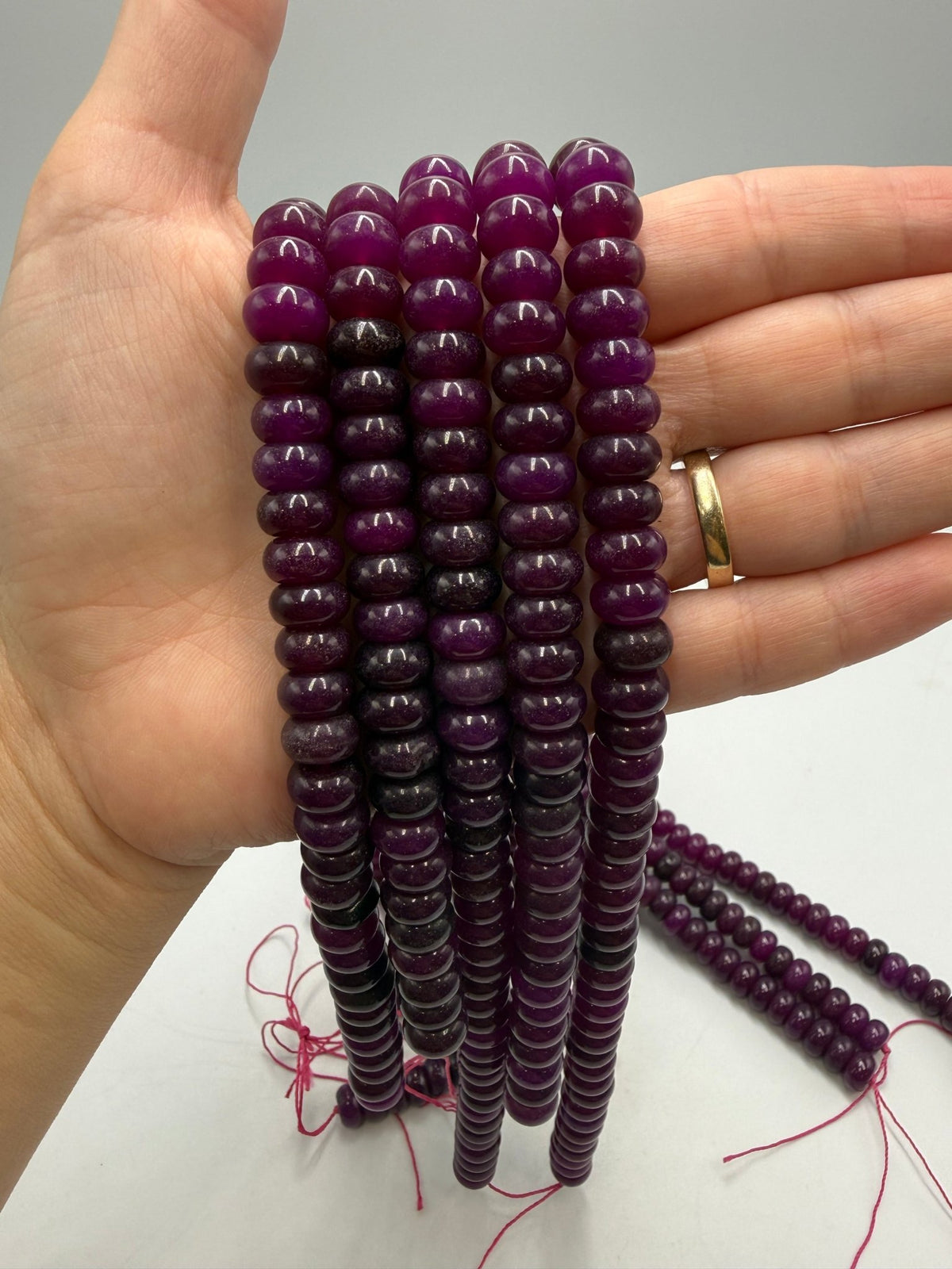 Jade Perler – Lilla, Rondel (10x6mm) - Uniq Perler - 125895