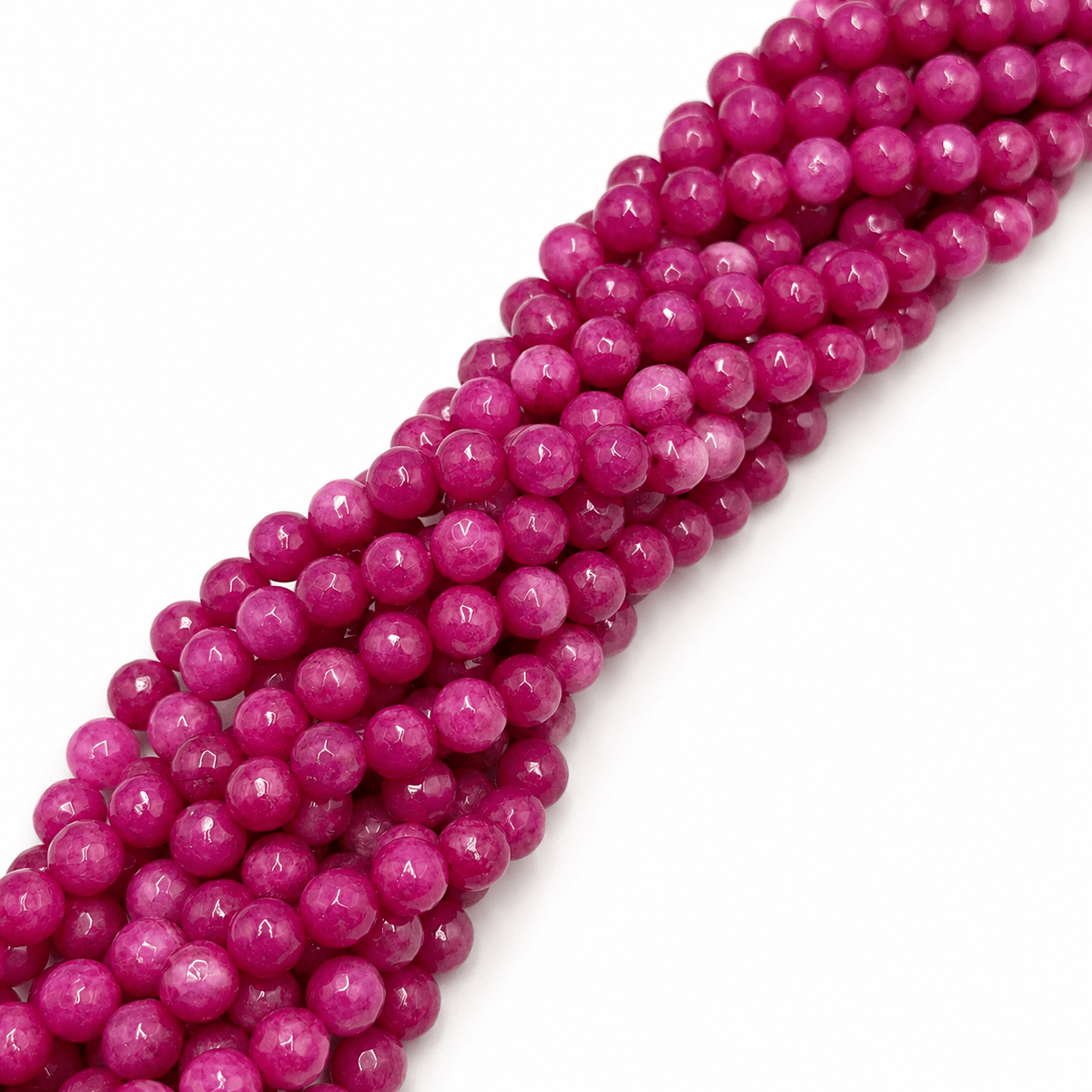 Jade Perler – Mørk Pink, Facetteret Rund (8mm) - Uniq Perler - 120195