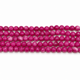 Jade Perler – Mørk Pink, Facetteret Rund (8mm) - Uniq Perler - 120195