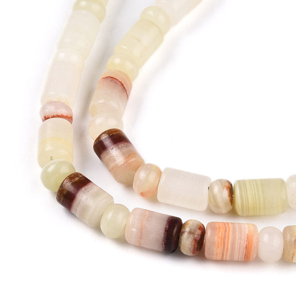 Jade Perler, Natur Farve Mix, Rør og Rondel, 8,5x6mm og (5,5x4mm) - Uniq Perler - 688987