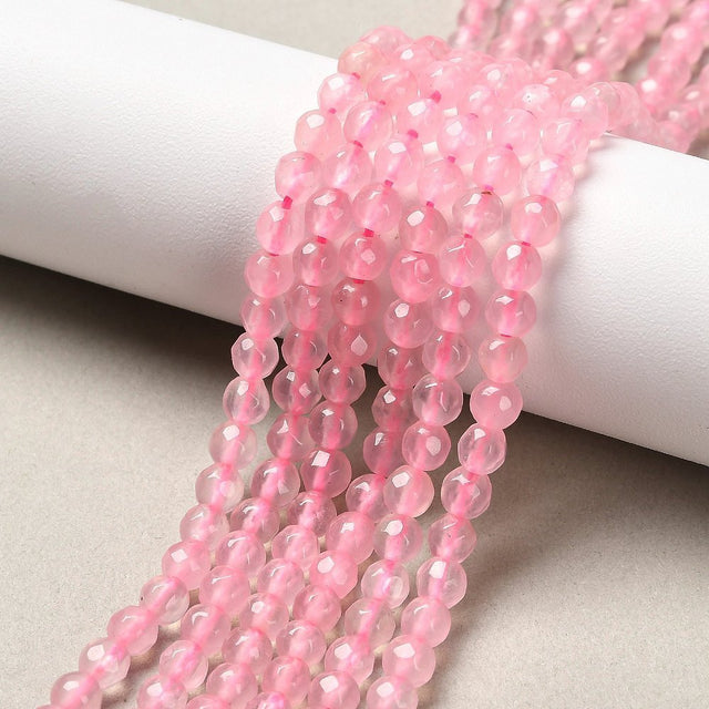 Jade Perler – Pink, Facetterede, Runde (4mm) - Uniq Perler - 126053