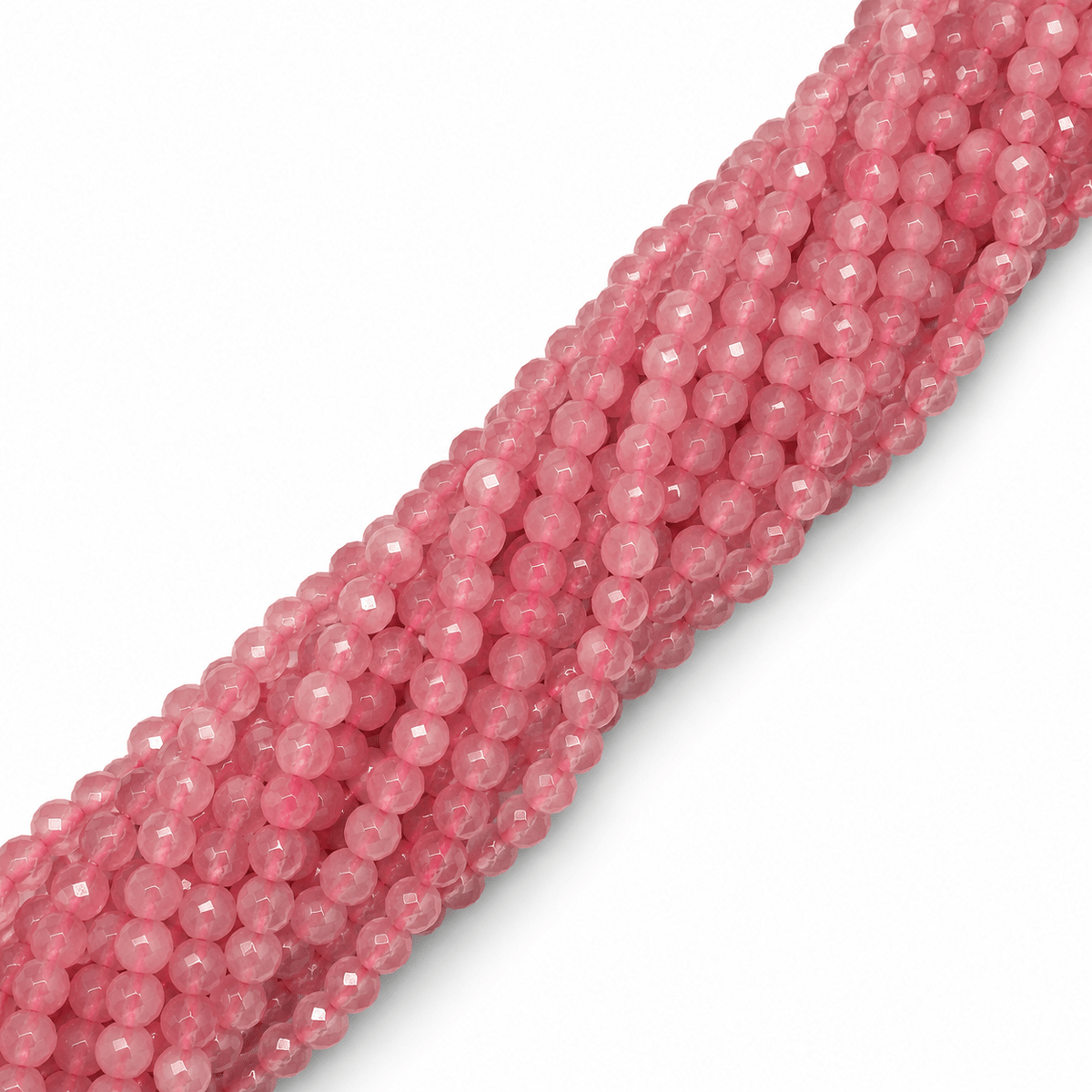 Jade Perler – Pink, Facetterede, Runde (4mm) - Uniq Perler - 126053