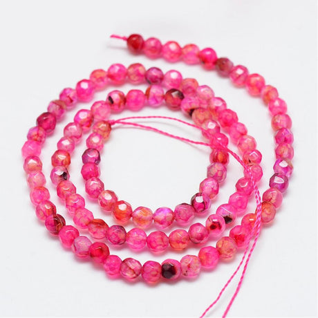 Jade Perler, Pink, Facetteret, 4mm - Uniq Perler - 112290