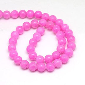 Jade Beads – Pink, Round (8mm) - Uniq Perler - 115083