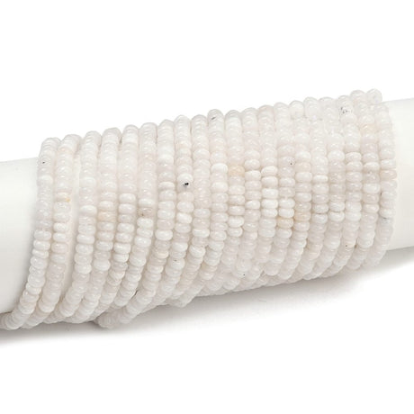 Jade Perler, Rondel, Hvid, (4mm) - Uniq Perler - 114914