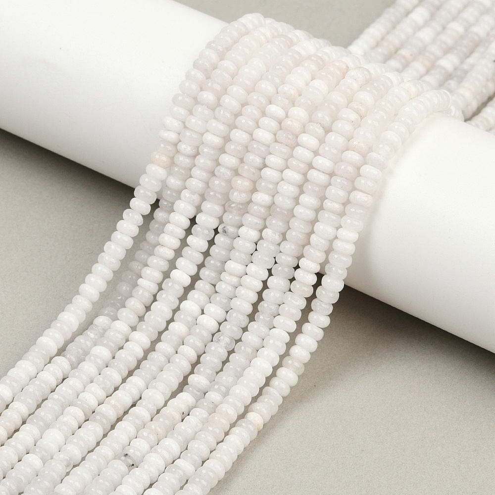 Jade Perler, Rondel, Hvid, (4mm) - Uniq Perler - 114914