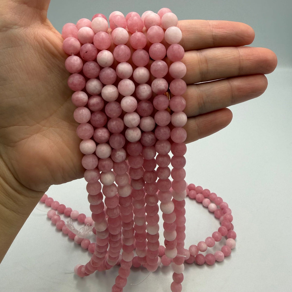 Jade Perler, Rosa Frostet, (8mm) - Uniq Perler - 178843