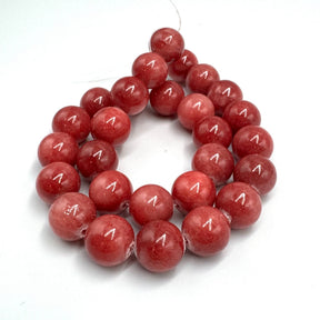 Jade Beads – Round, Red (14mm) - Uniq Perler - 