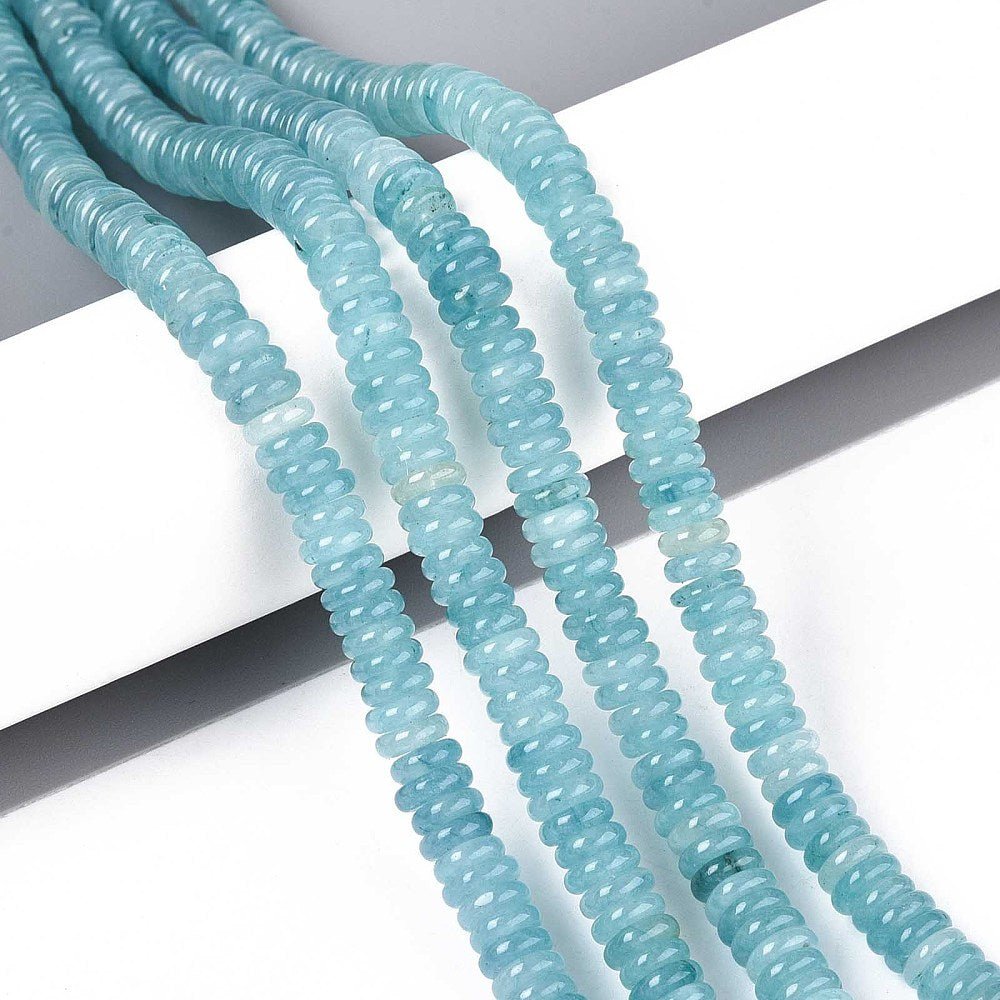 Jade Perler – Turkis, Rondel (6x2~3mm) - Uniq Perler - 122412