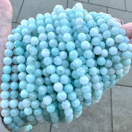 Jade Perler, Turkis/Grøn, Facetteret, (8mm) - Uniq Perler - 9108491413