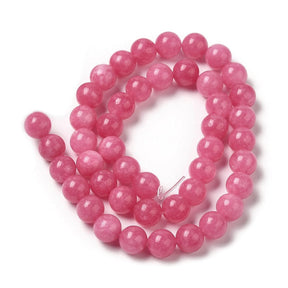 Jade, Pink, Round, (8 - 8.5mm) - Uniq Perler - 112425