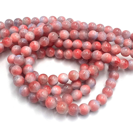 Jade, Rød toner, Runde,( 8mm) - Uniq Perler - 112227