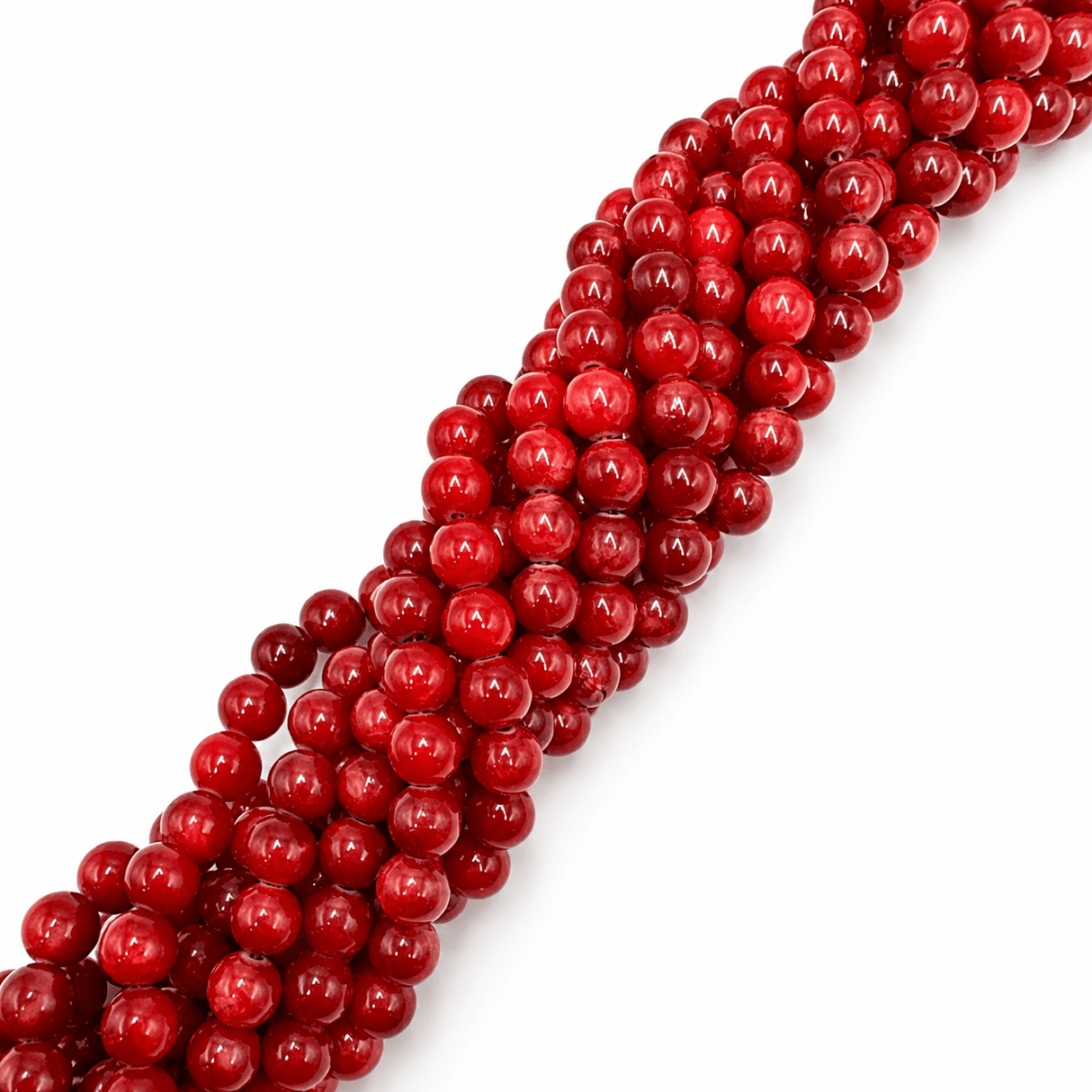 Jade – Runde, Røde (8mm) - Uniq Perler - 116520
