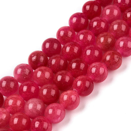 Jade Sten, 2 - Farvet, Cerise nuancer (8mm) - Uniq Perler - 115648