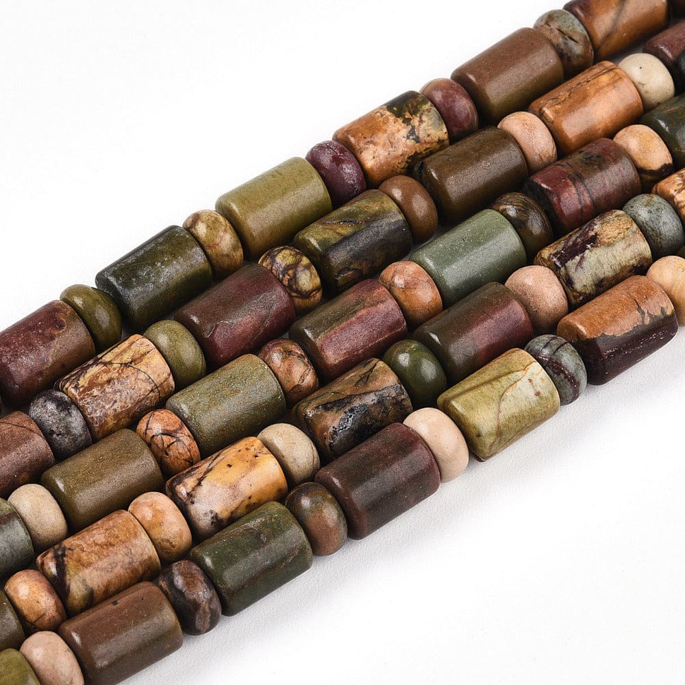 Jasper Perler, Rør og Rondel, 8,5x6mm og(5,5x4mm) - Uniq Perler - 114929