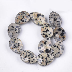 Jasper Drops, Gray, Faceted, 18x13mm - Uniq Perler - 112880