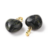 Jaspis Herz Anhänger – Messing, (18x15mm) - Uniq Perler - 