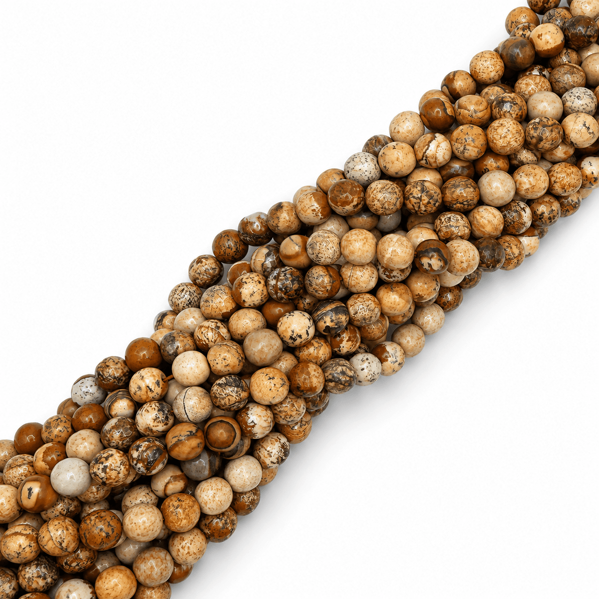 Jaspis Perler – Runde Brun/Beige Nuancer (6mm) - Uniq Perler - 113032