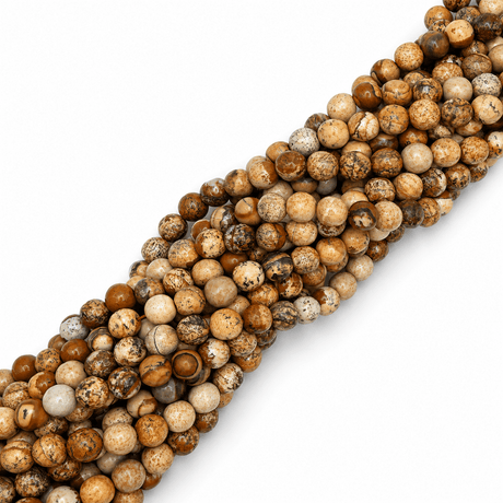 Jaspis Perler – Runde Brun/Beige Nuancer (6mm) - Uniq Perler - 113032