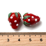 Jordbær Lampwork Glasperler – Røde (11x15mm) 6 Stk - Uniq Perler - 114934