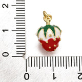 Jordbær Vedhæng, Langtidsholdbar forgyldt messing, (str. 14x9,5mm) - Uniq Perler - 115136