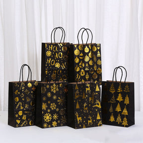 Julklappspåse i papper med guldfärg – rektangel (15x8x21cm) 6 st - Uniq Perler - 116455