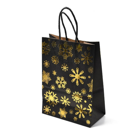 Jule Gavepose i Papir med Guldtryk – Rektangel (15x8x21cm) 6 stk - Uniq Perler - 116455