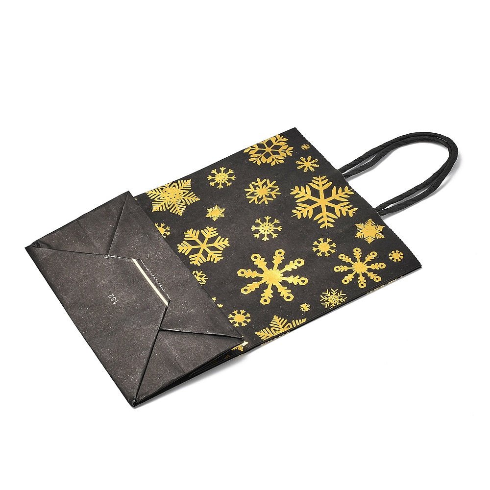 Jule Gavepose i Papir med Guldtryk – Rektangel (15x8x21cm) 6 stk - Uniq Perler - 116455